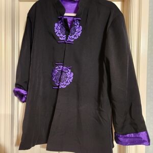 Elegant Black and Purple Women's Jacket Fits Like A 1X, NWOT